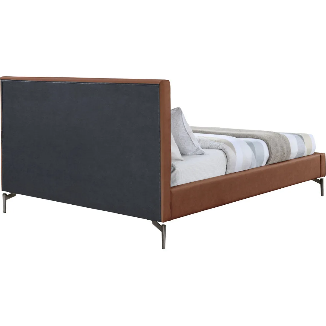 Kirstan Upholstered Bed Wrought Studio™ Color: Soft Cognac Faux Leather Size: Queen