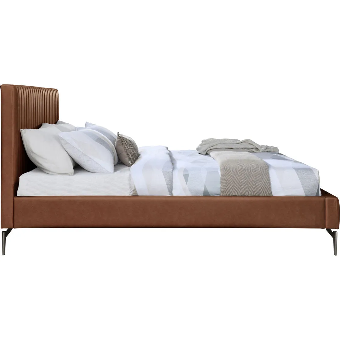 Kirstan Upholstered Bed Wrought Studio™ Color: Soft Cognac Faux Leather Size: Queen