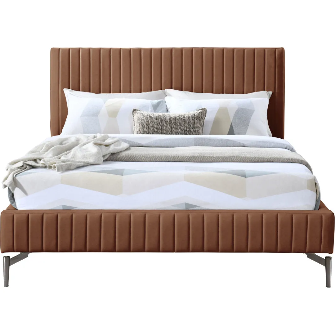 Kirstan Upholstered Bed Wrought Studio™ Color: Soft Cognac Faux Leather Size: Queen