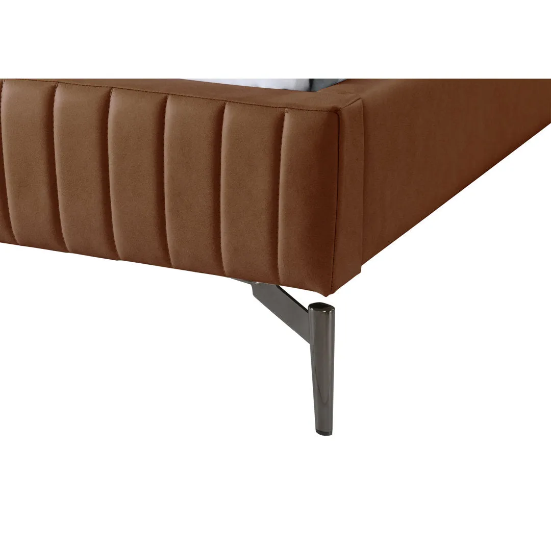 Kirstan Upholstered Bed Wrought Studio™ Color: Soft Cognac Faux Leather Size: Queen