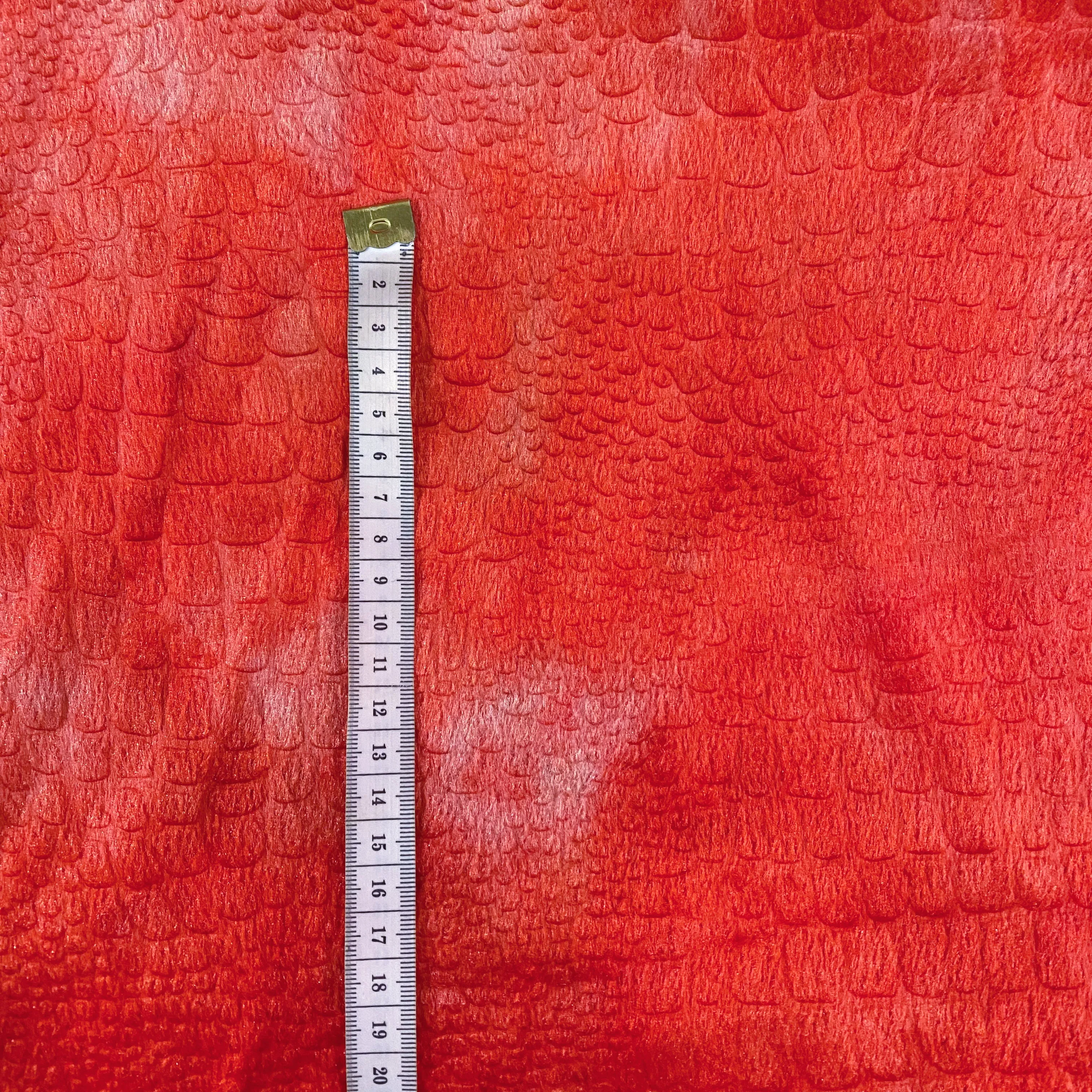 Knitted - Short Cut Pile - Embossed Crocodile Print - Lobster