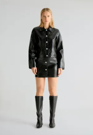 LAAGAM | LENA BLACK FAUX LEATHER JACKET