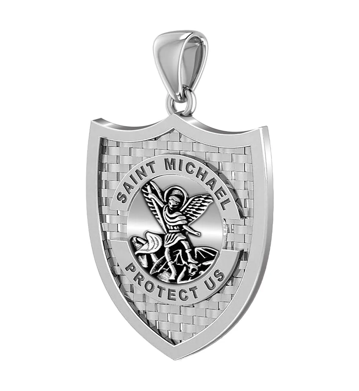 Ladies 925 Sterling Silver Saint Michael Antique Finish Pendant, 28mm