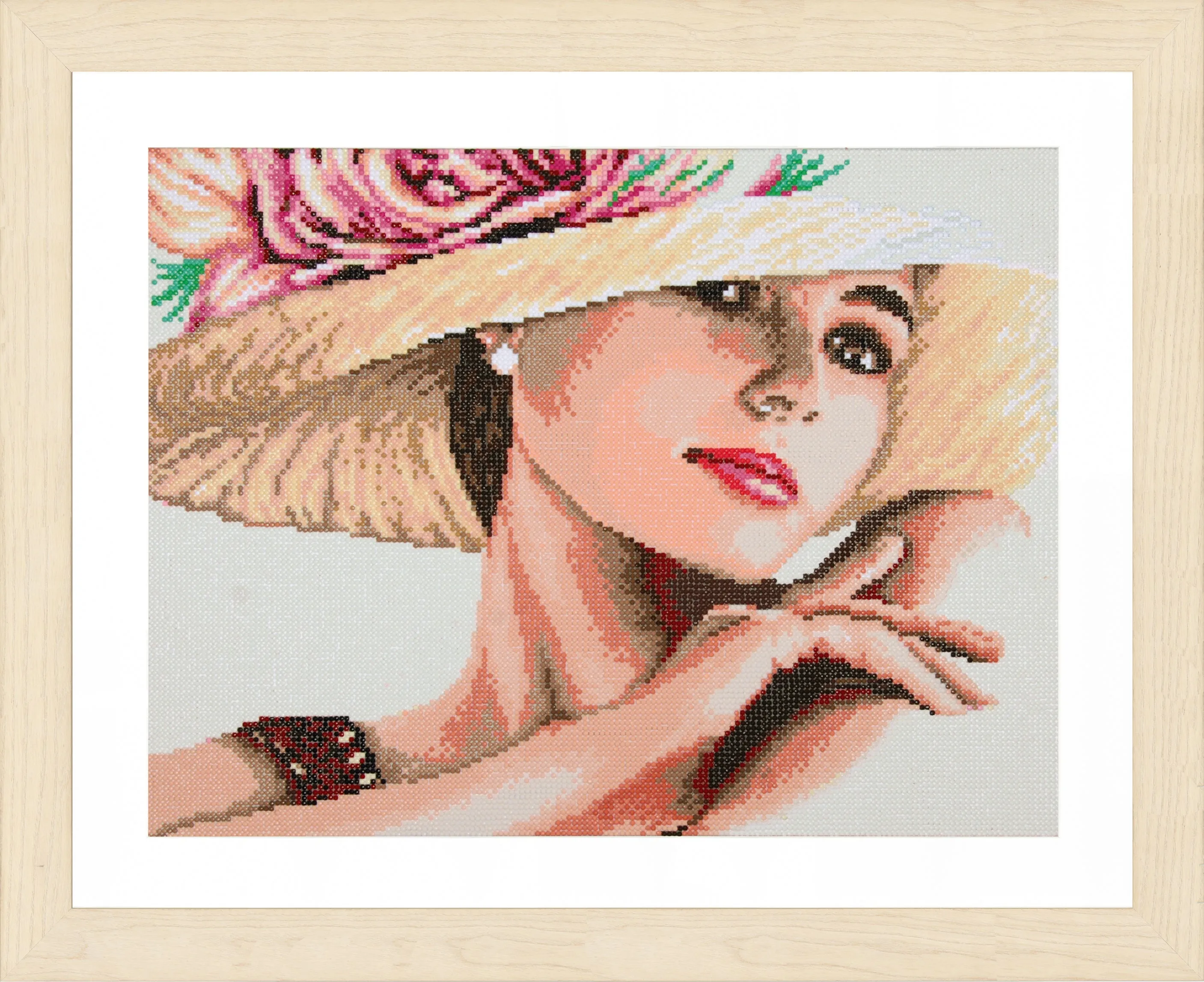 Lanarte Diamond Painting Needlecraft Kit Poylester Canvas Children Crafts 49x37 cm - Lady With Hat