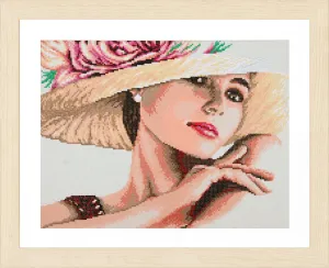 Lanarte Diamond Painting Needlecraft Kit Poylester Canvas Children Crafts 49x37 cm - Lady With Hat
