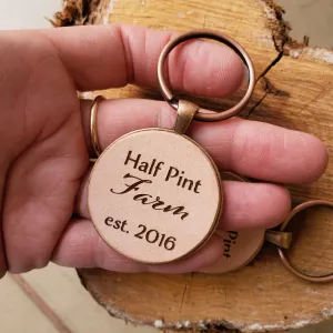 Laser Engraved Leather Keychain
