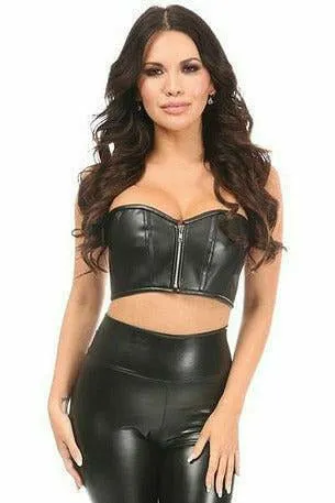 Lavish Black Faux Leather Short Bustier Top