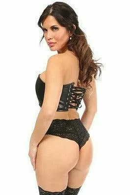 Lavish Black Faux Leather Short Bustier Top