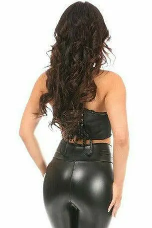 Lavish Black Faux Leather Short Bustier Top
