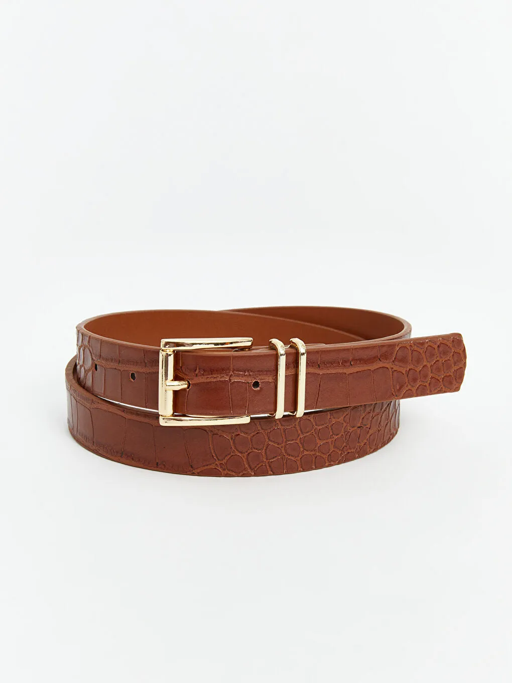LCW ACCESSORIES Brown Leather Look Women Belt 2-Pack
