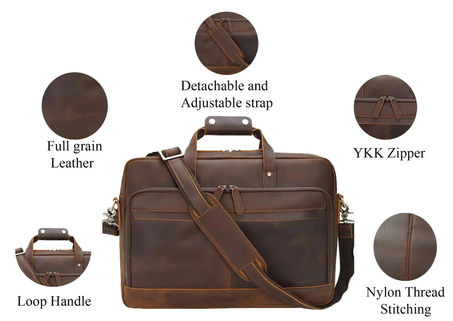 Leather briefcase man, pure leather
