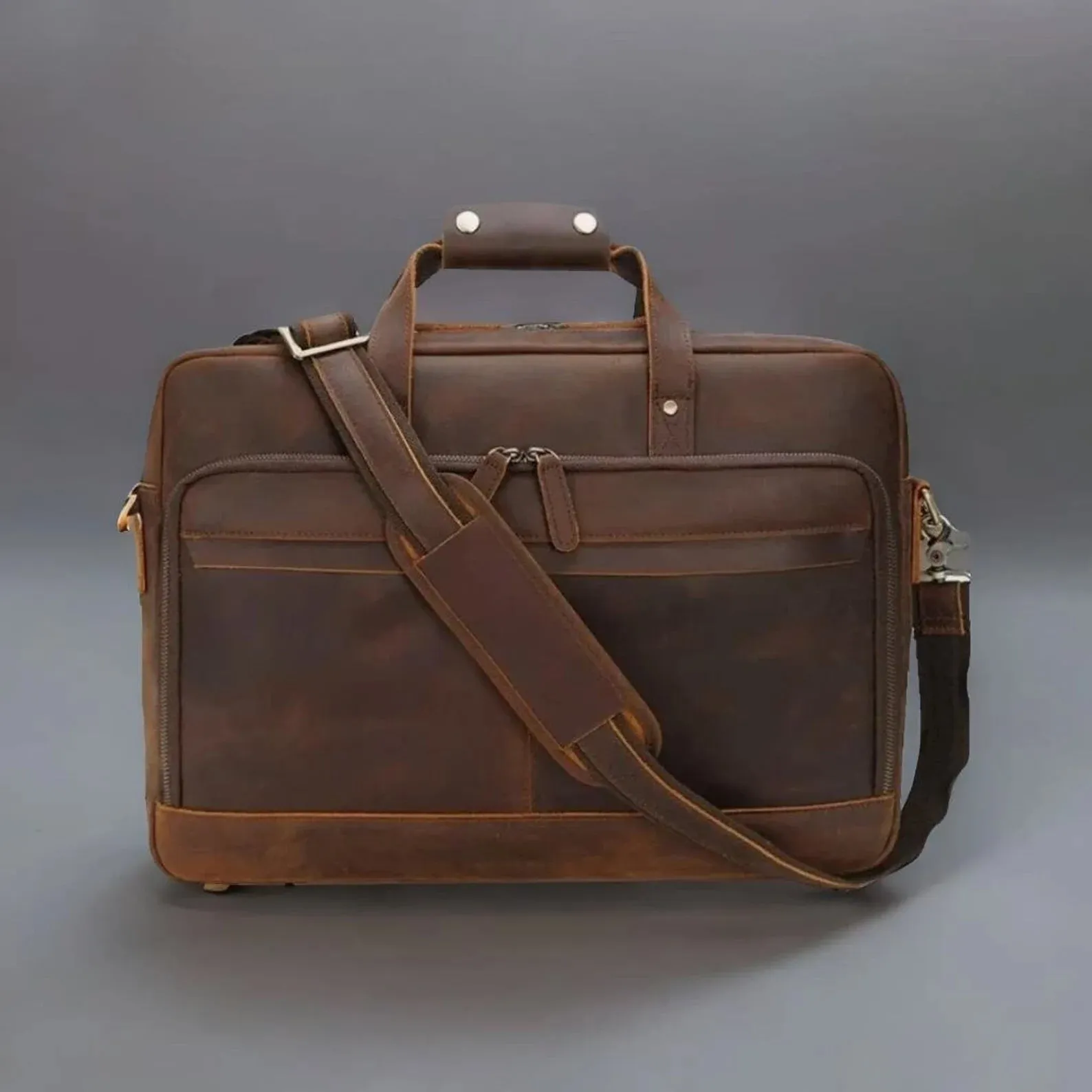 Leather briefcase man, pure leather