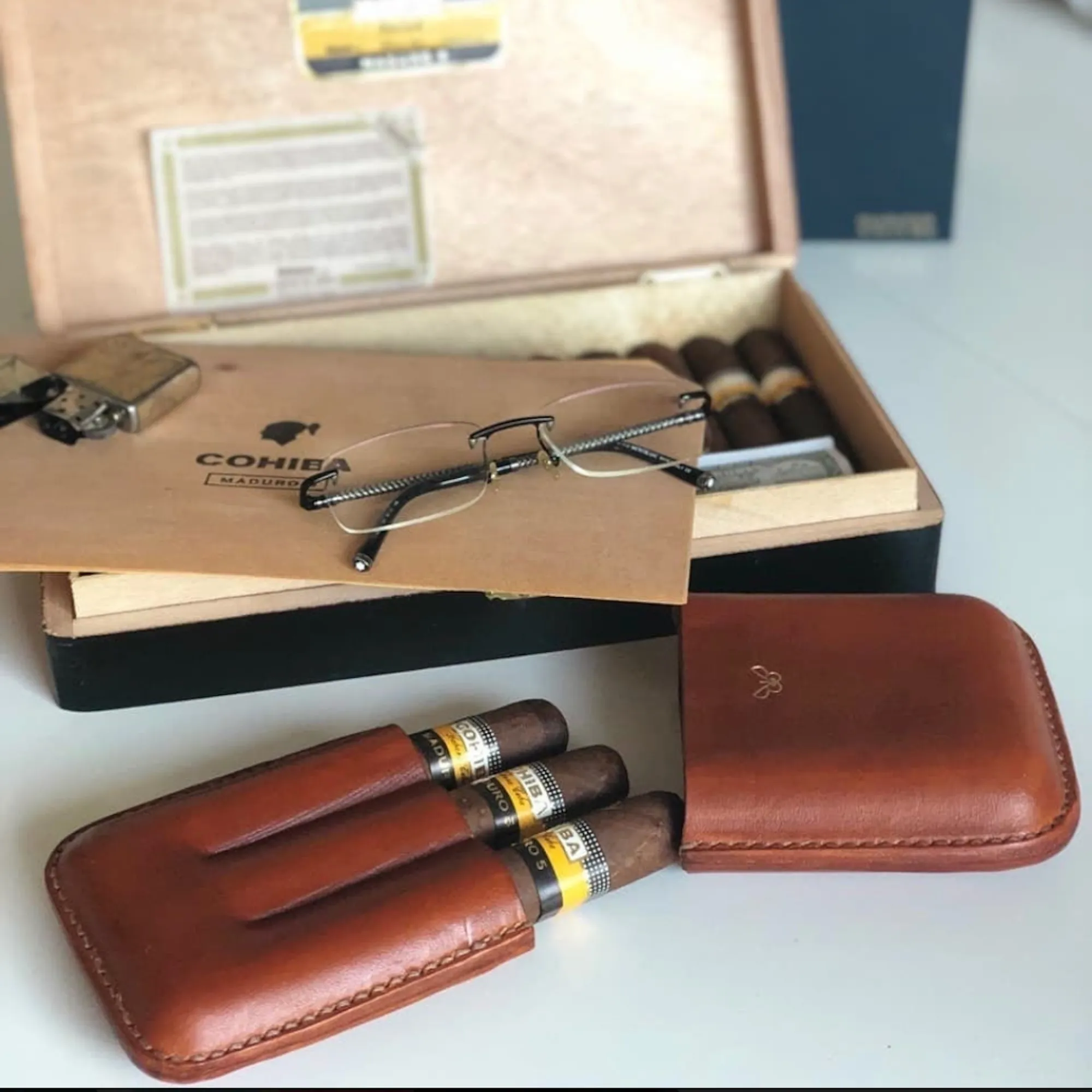 LEATHER CIGAR CASE / TAN