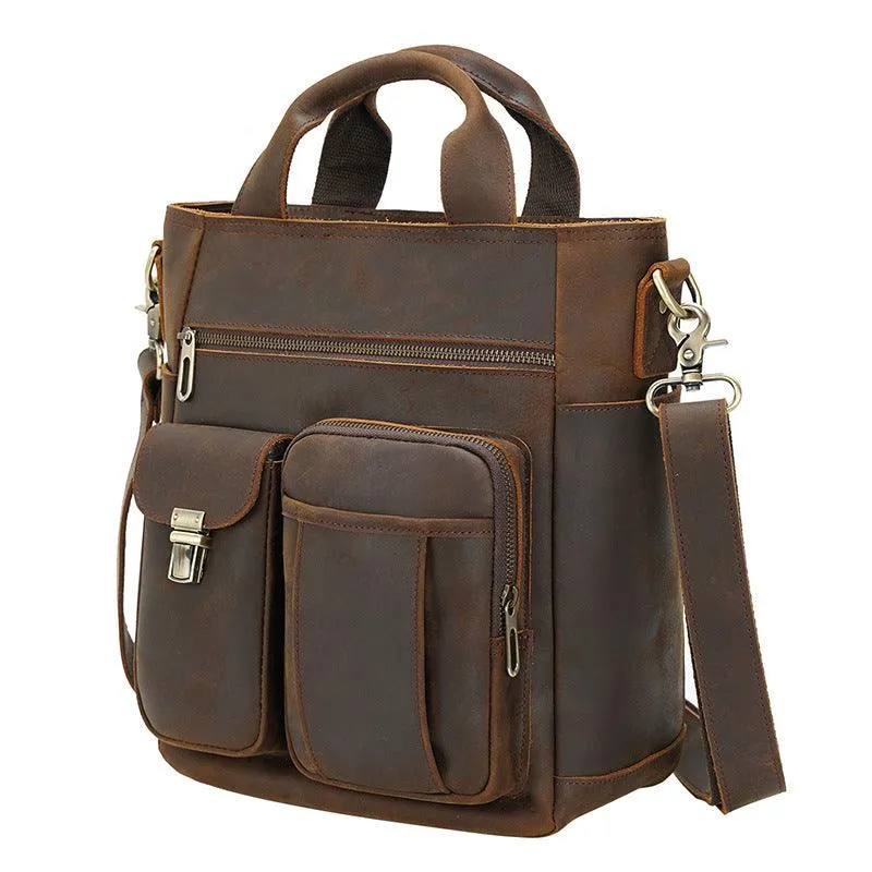 Leather Messenger Bag Vintage Outdoor Portable