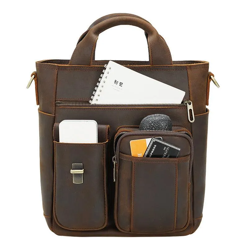 Leather Messenger Bag Vintage Outdoor Portable