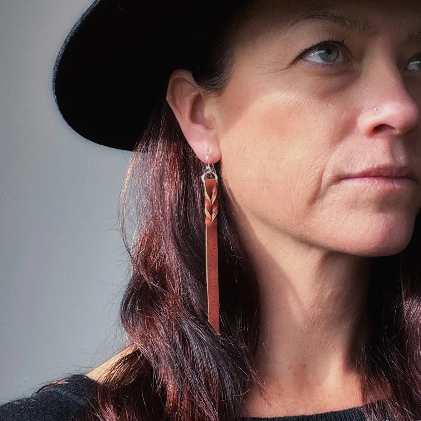 Leather Twist Detail Earrings