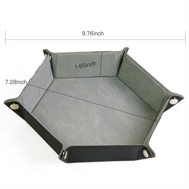 Leatherette & Velvet Dice Tray (Silver Hex)