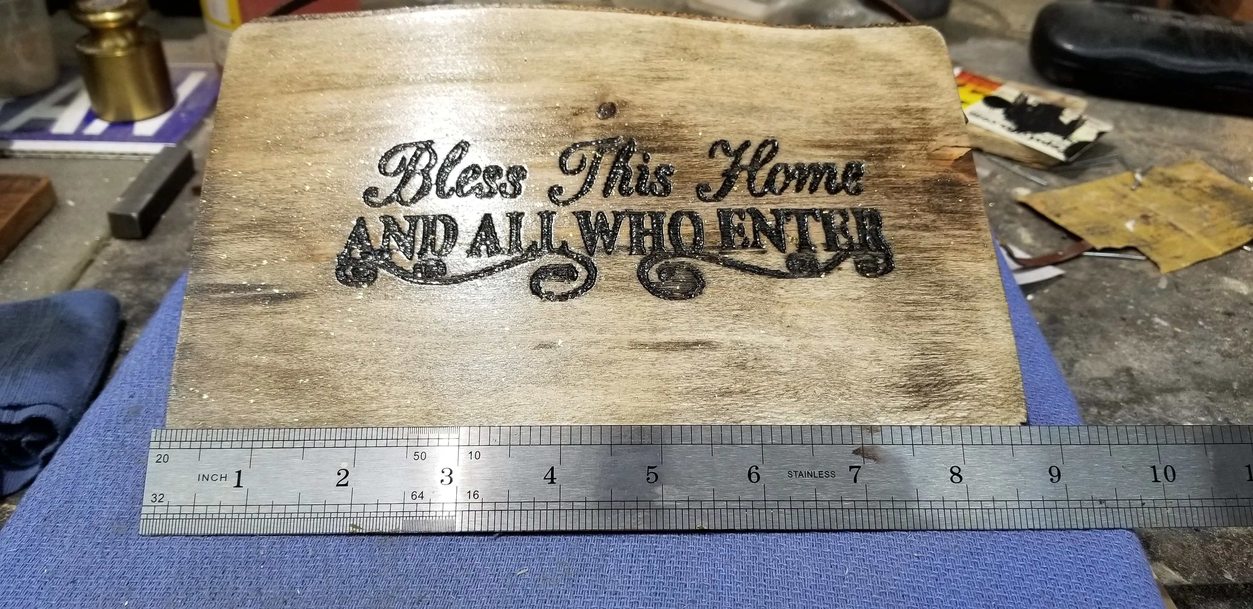 Live Slab Bless This Home house warming plaque
