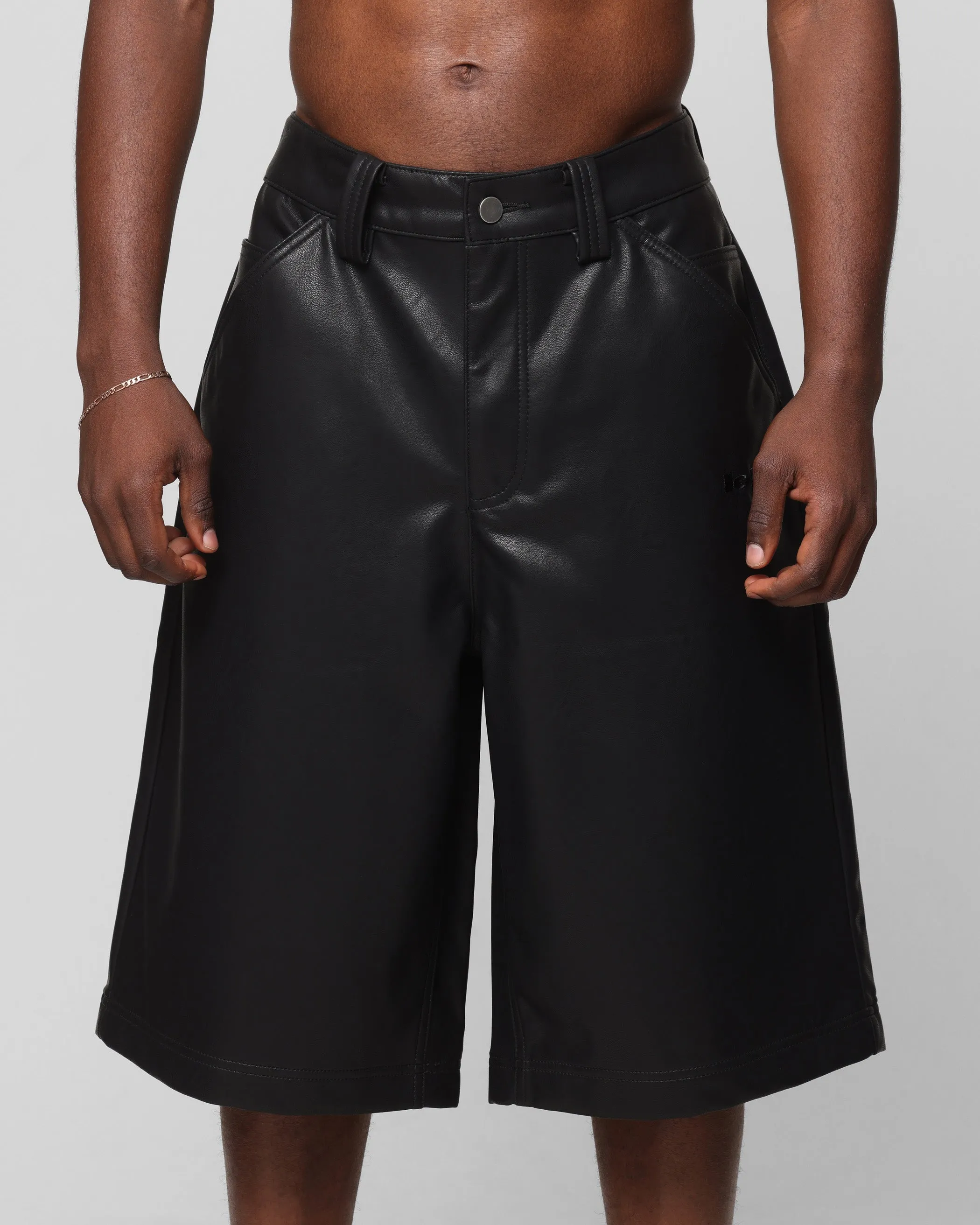 Loiter Collateral PU Leather Jorts Black