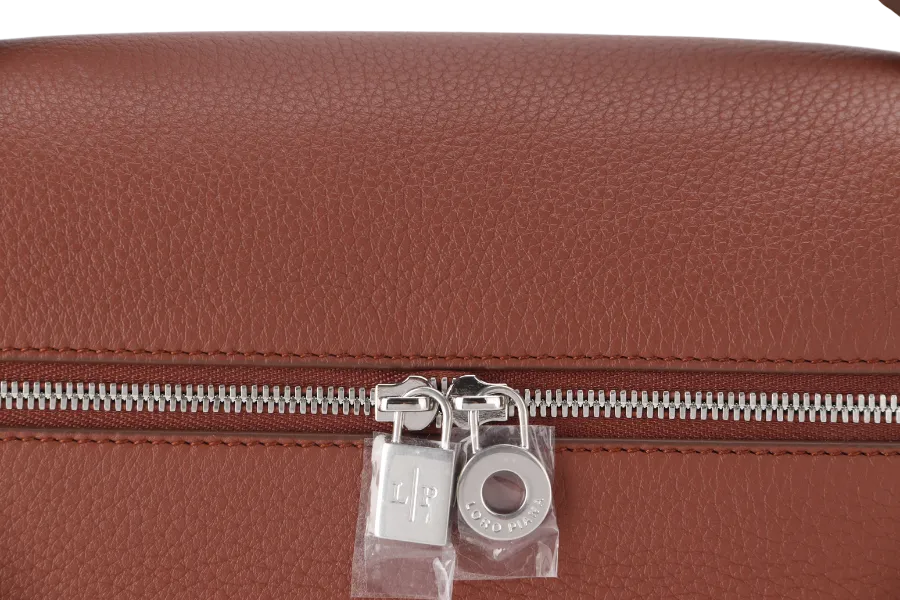 LORO PIANA EXTRA BAG L27 BARK TREE COLOR (HOMC) GRAINED CALFSKIN SILVER HARDWARE WITH DUST COVER AND BOX