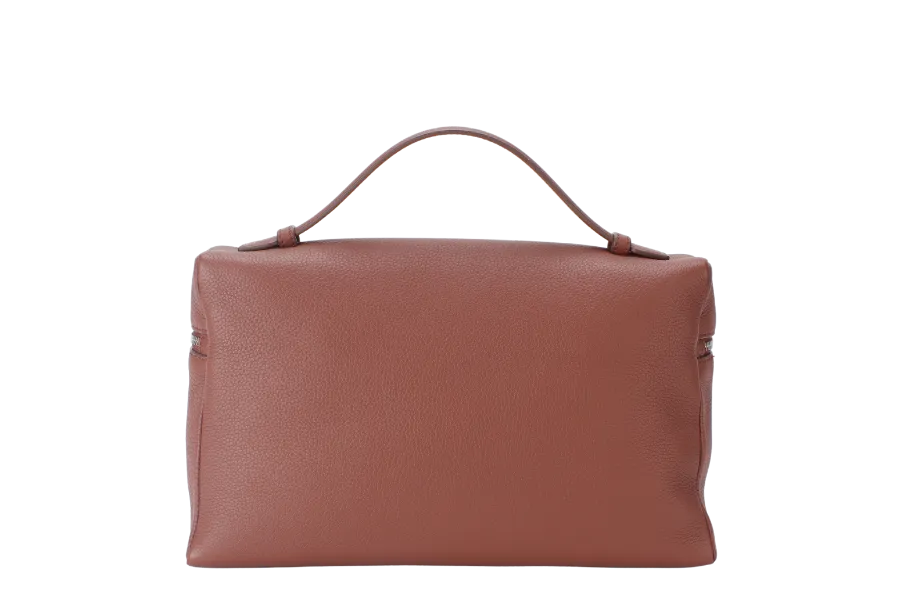 LORO PIANA EXTRA BAG L27 BARK TREE COLOR (HOMC) GRAINED CALFSKIN SILVER HARDWARE WITH DUST COVER AND BOX