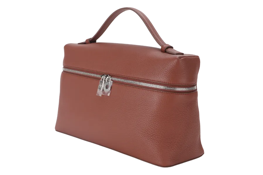 LORO PIANA EXTRA BAG L27 BARK TREE COLOR (HOMC) GRAINED CALFSKIN SILVER HARDWARE WITH DUST COVER AND BOX