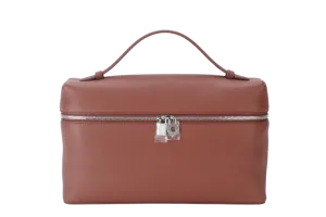 LORO PIANA EXTRA BAG L27 BARK TREE COLOR (HOMC) GRAINED CALFSKIN SILVER HARDWARE WITH DUST COVER AND BOX