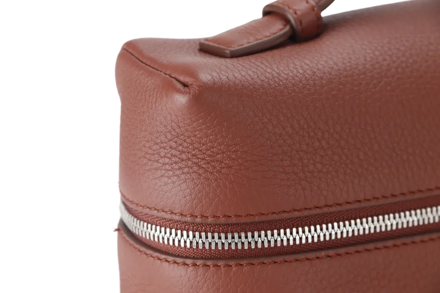 LORO PIANA EXTRA BAG L27 BARK TREE COLOR (HOMC) GRAINED CALFSKIN SILVER HARDWARE WITH DUST COVER AND BOX