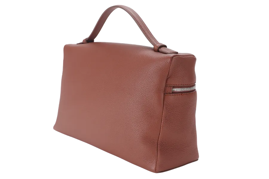 LORO PIANA EXTRA BAG L27 BARK TREE COLOR (HOMC) GRAINED CALFSKIN SILVER HARDWARE WITH DUST COVER AND BOX