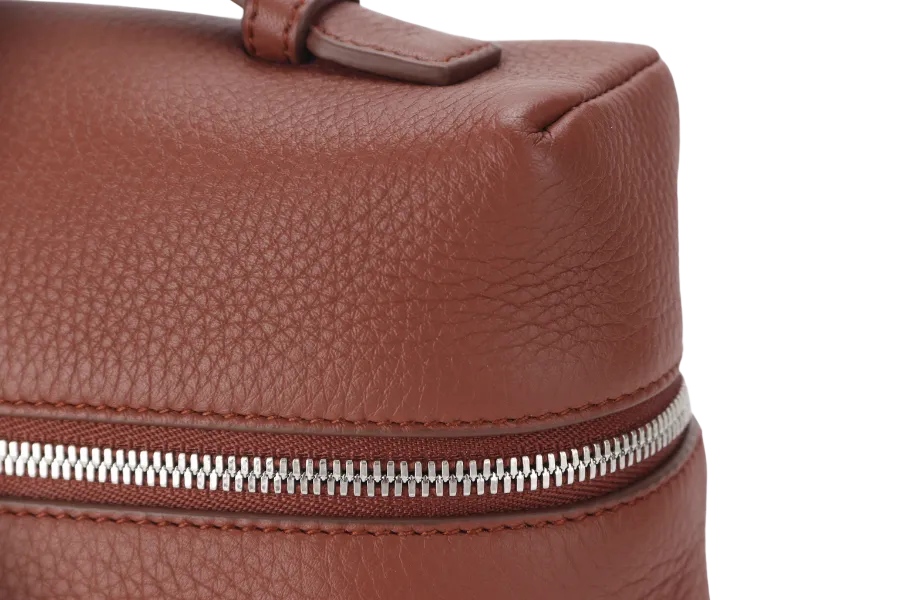 LORO PIANA EXTRA BAG L27 BARK TREE COLOR (HOMC) GRAINED CALFSKIN SILVER HARDWARE WITH DUST COVER AND BOX