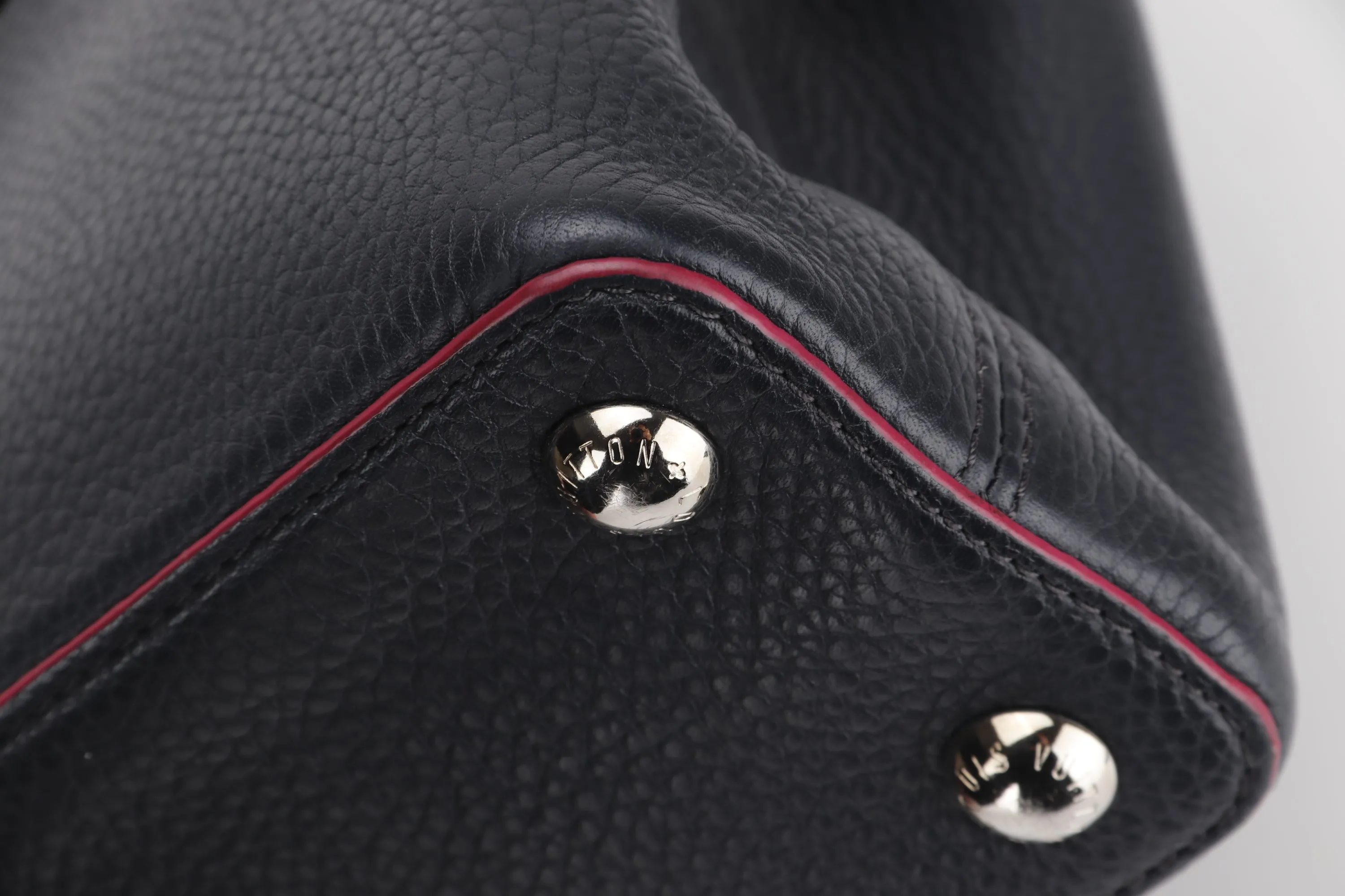 LOUIS VUITTON CAPUCINS BB (AR1105) MARINE ROUGE COLOR TAURILLON LEATHER SILVER HARDWARE, WITH STRAP & DUST COVER