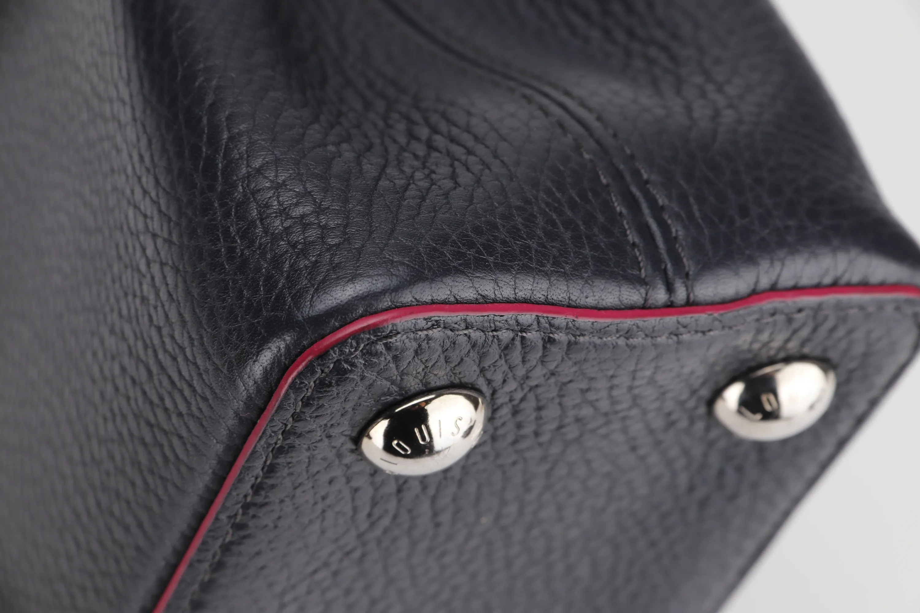 LOUIS VUITTON CAPUCINS BB (AR1105) MARINE ROUGE COLOR TAURILLON LEATHER SILVER HARDWARE, WITH STRAP & DUST COVER