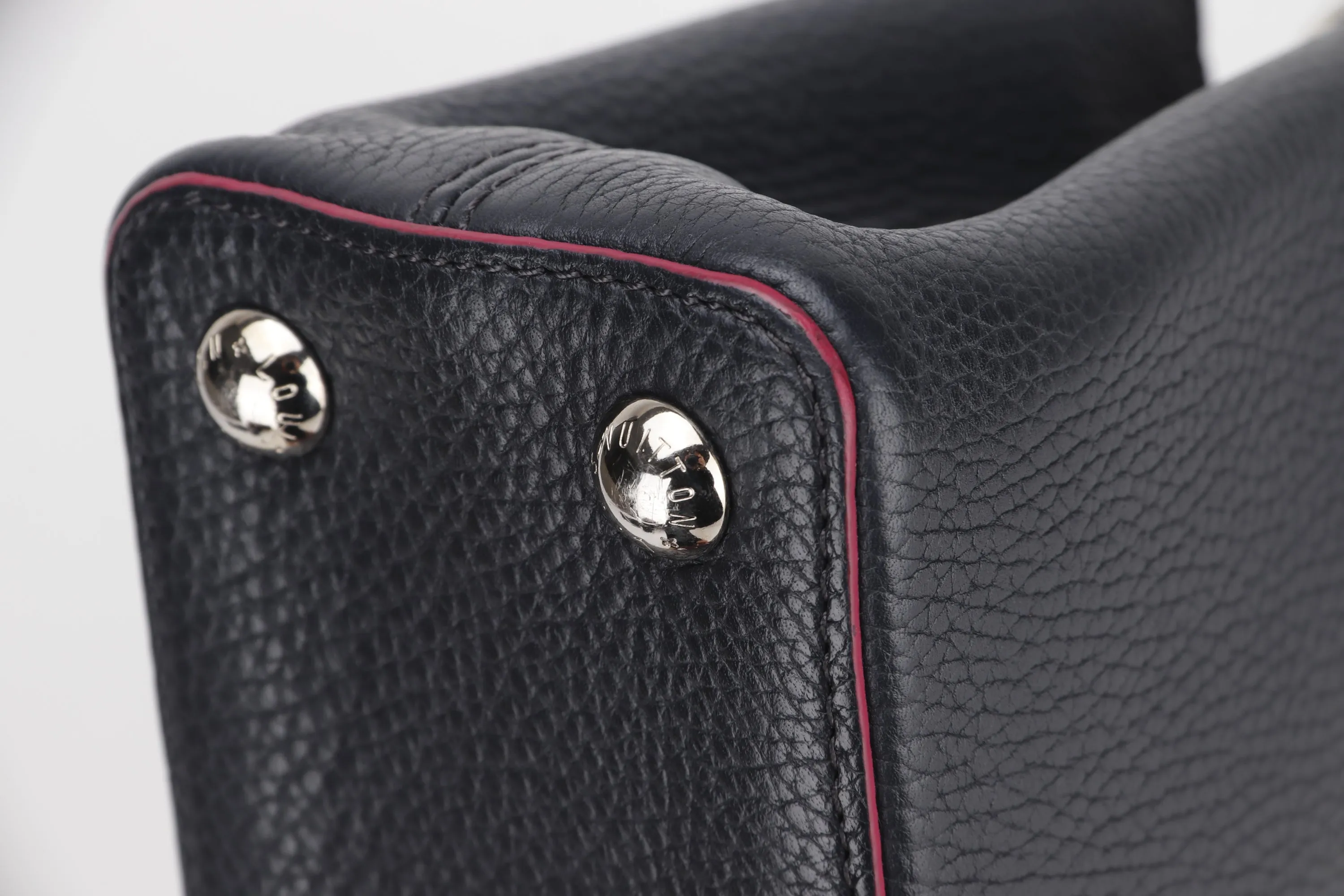 LOUIS VUITTON CAPUCINS BB (AR1105) MARINE ROUGE COLOR TAURILLON LEATHER SILVER HARDWARE, WITH STRAP & DUST COVER