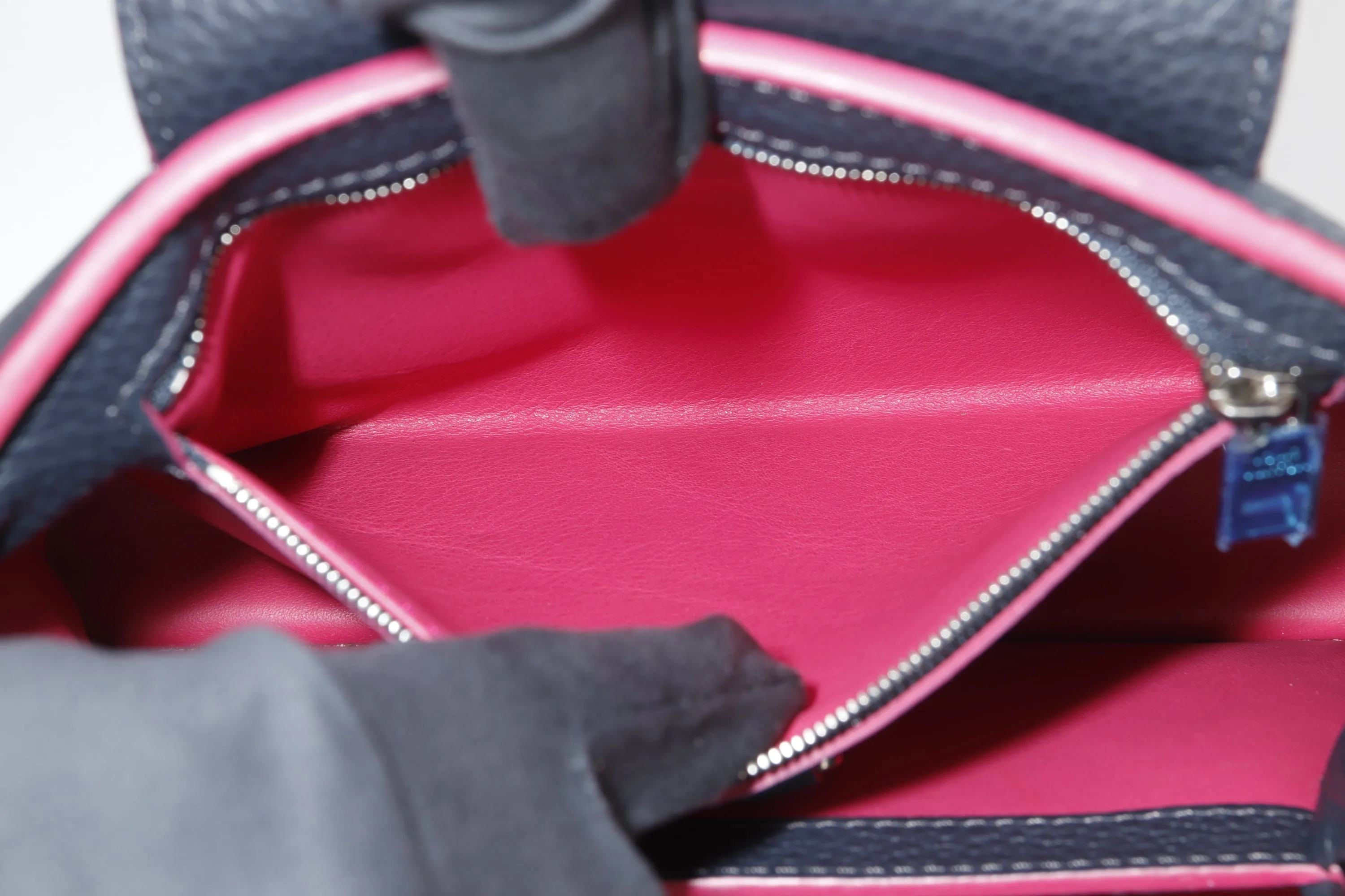 LOUIS VUITTON CAPUCINS BB (AR1105) MARINE ROUGE COLOR TAURILLON LEATHER SILVER HARDWARE, WITH STRAP & DUST COVER