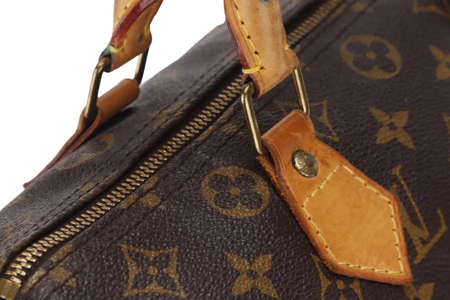 LOUIS VUITTON SPEEDY 30 MONOGRAM CANVAS GOLD HARDWARE WITH PADLOCK, NO KEYS & DUST COVER