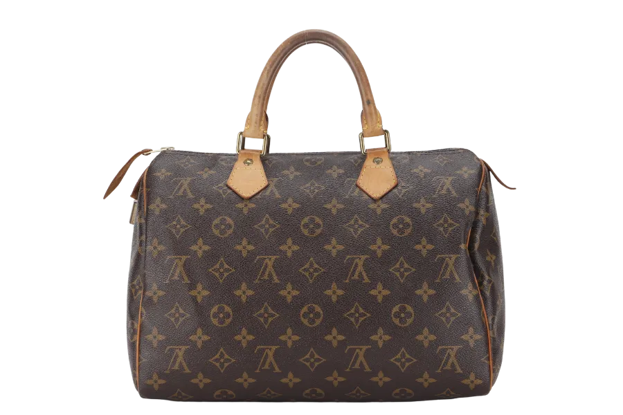 LOUIS VUITTON SPEEDY 30 MONOGRAM CANVAS GOLD HARDWARE WITH PADLOCK, NO KEYS & DUST COVER