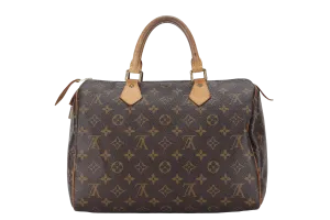 LOUIS VUITTON SPEEDY 30 MONOGRAM CANVAS GOLD HARDWARE WITH PADLOCK, NO KEYS & DUST COVER