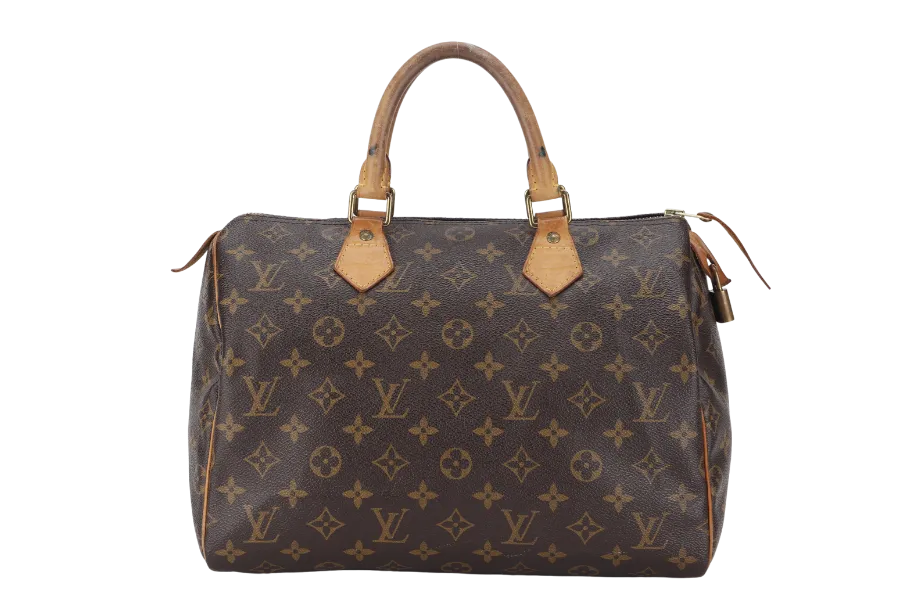 LOUIS VUITTON SPEEDY 30 MONOGRAM CANVAS GOLD HARDWARE WITH PADLOCK, NO KEYS & DUST COVER