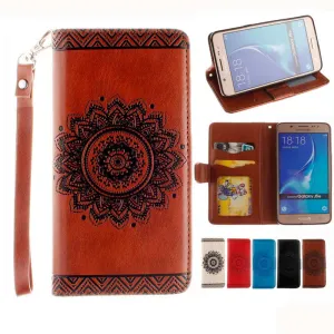 Luxury Phone Cases For Samsung Galaxy J5 2016 J510 J5108 Datura flower Floral Leather Case Capa For Samsung Galaxy J5 J500 Cover