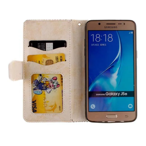 Luxury Phone Cases For Samsung Galaxy J5 2016 J510 J5108 Datura flower Floral Leather Case Capa For Samsung Galaxy J5 J500 Cover