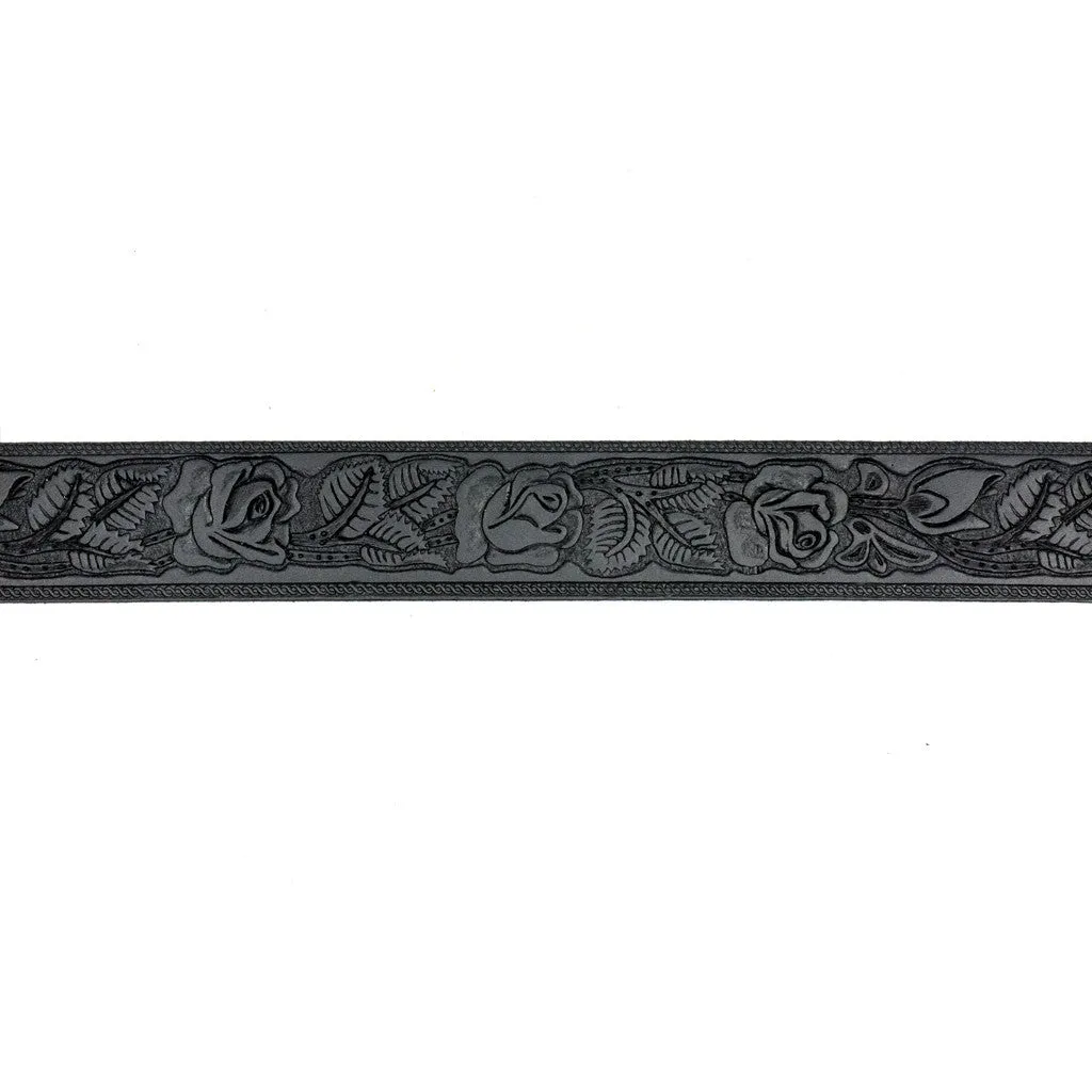 M12  1 1/2" Belt- Tooled Floral Design