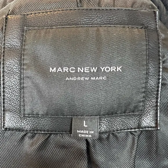 Marc New York Black Faux  Leather Moto Vest w/ Rose Gold Accents, Size L