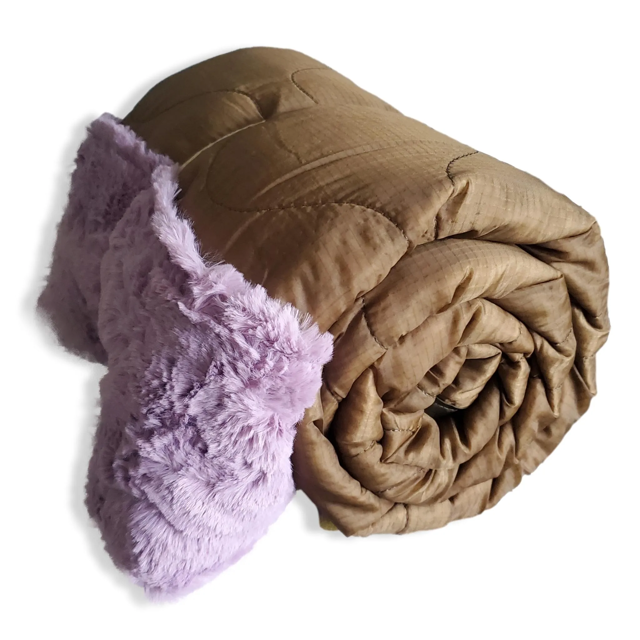 MARPAT Coyote Camo Pattern Woobie Weighted Blanket Lavendar Faux Fur