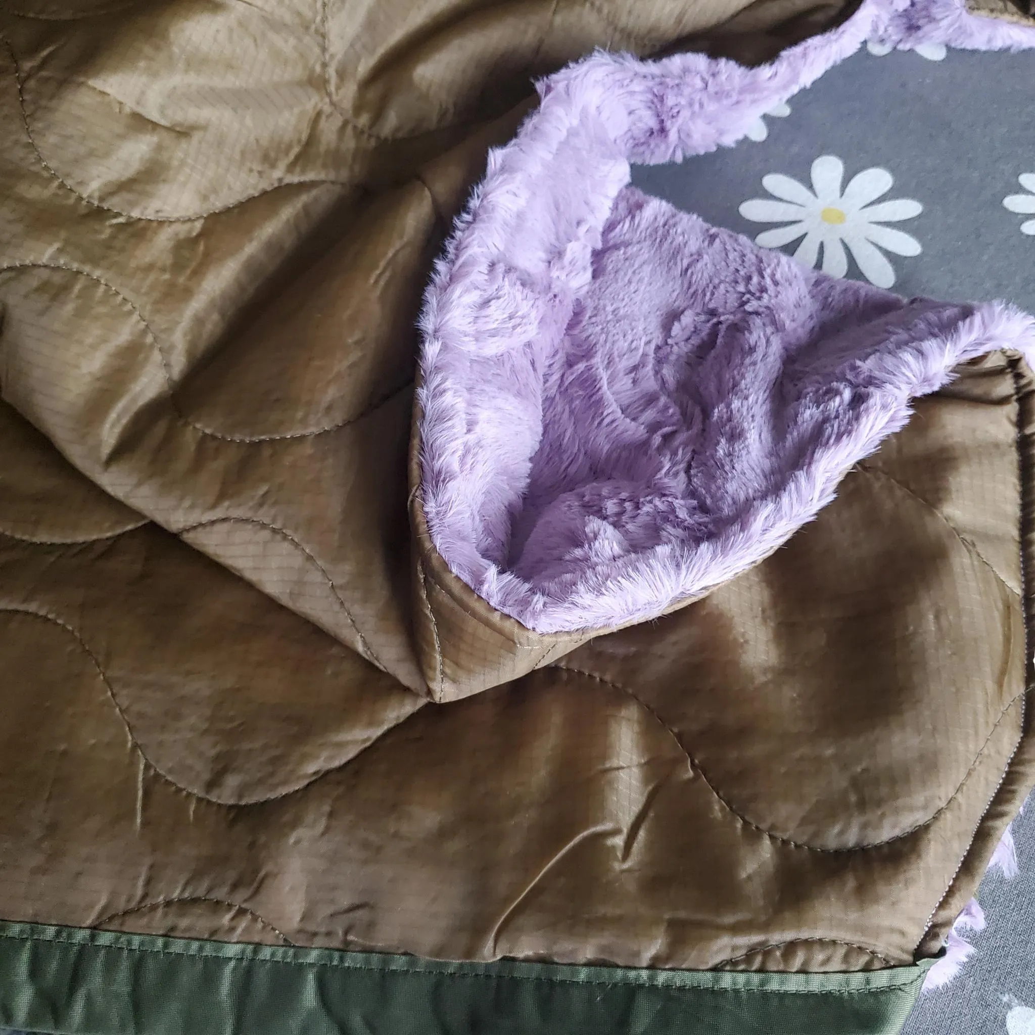 MARPAT Coyote Camo Pattern Woobie Weighted Blanket Lavendar Faux Fur