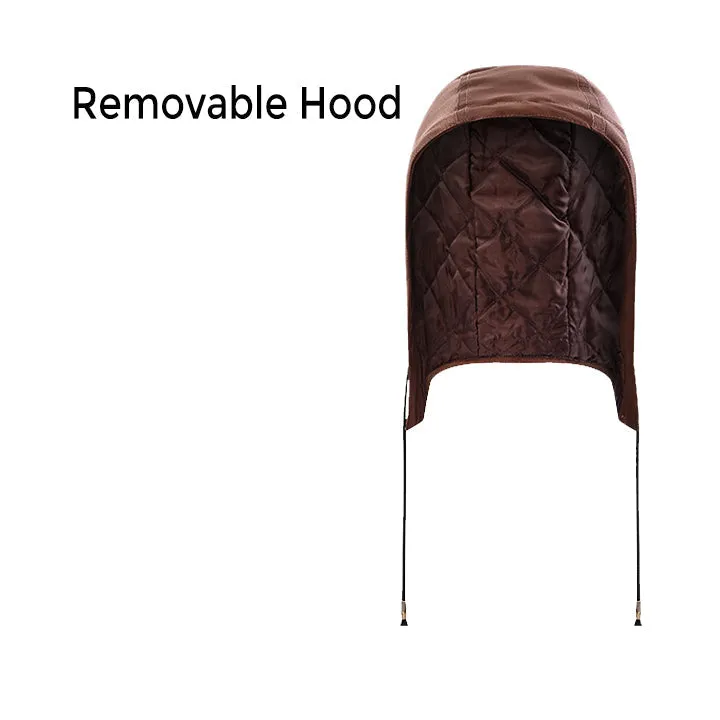 Marziano Leather Jacket “ Saddle Brown, Removable Hoodie