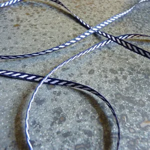 May Arts Ribbon : Diagonal Stripes - Navy / White