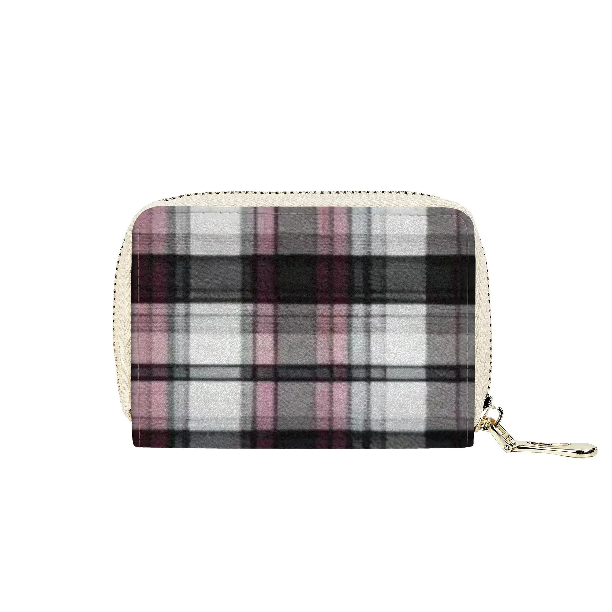 Melisa Design Pink, White, & Black Plaid PU Leather Satchel Bag