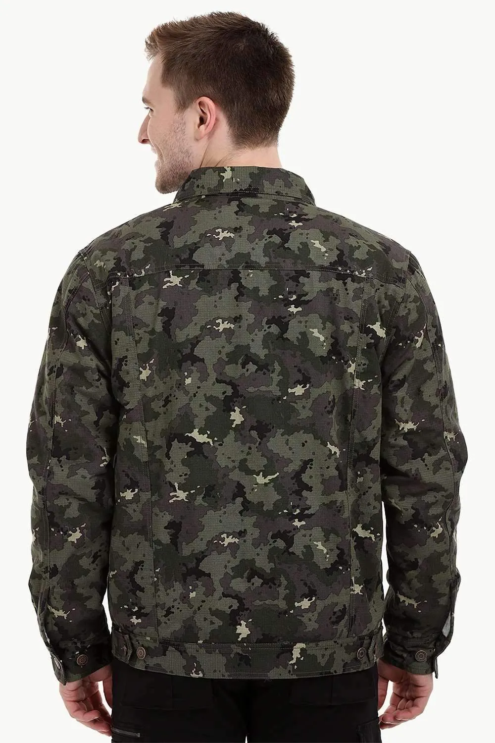 Men's Camo Print Sherpa Lined Jacket