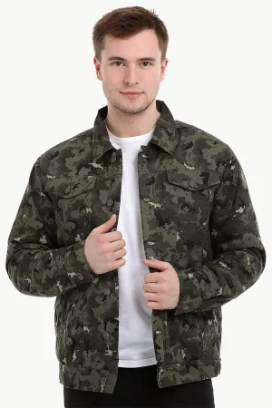 Men's Camo Print Sherpa Lined Jacket
