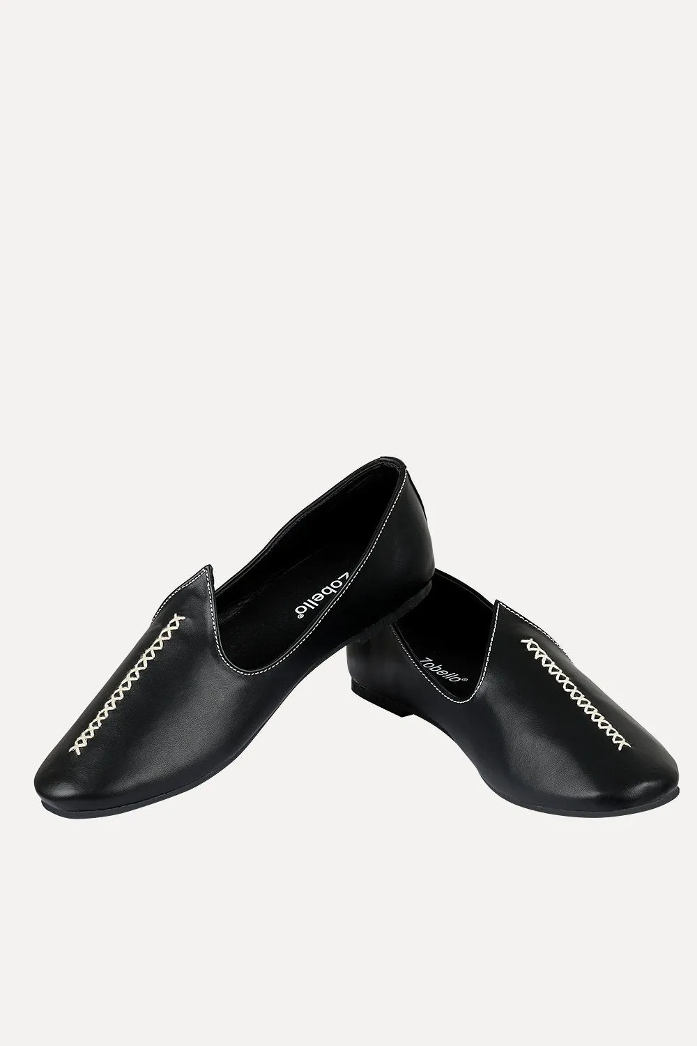 Mens Contrast Stitch Faux Leather Juttis